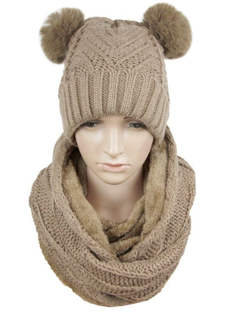 POM POM BEANIE AND SCARF SET CP3157 (12SET)