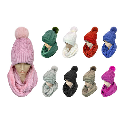 POM POM BEANIE AND SCARF SET CP3350 (12SET)