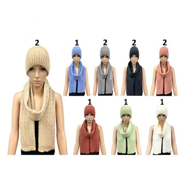 KNITTED BEANIE SCARF SET CP4009 (12SET)