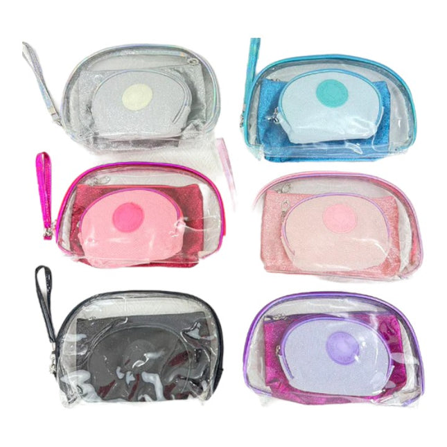 CLEAR HEART GLITTER POUCH SET MK4226-9 (12SET)