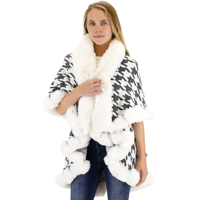 STAR PATTERN FUR DOUBLE LAYER SHAWL P3111 (6PC)