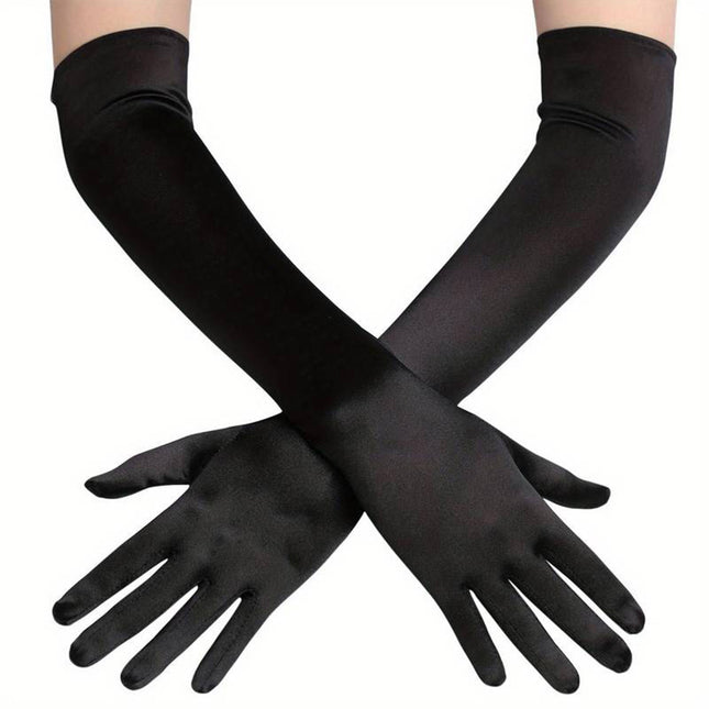 SATIN 18 INCH LONG GLOVES FG528-12BL (12PC)