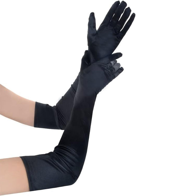 SATIN 22 INCH LONG GLOVES FG528-16BL (12PC)