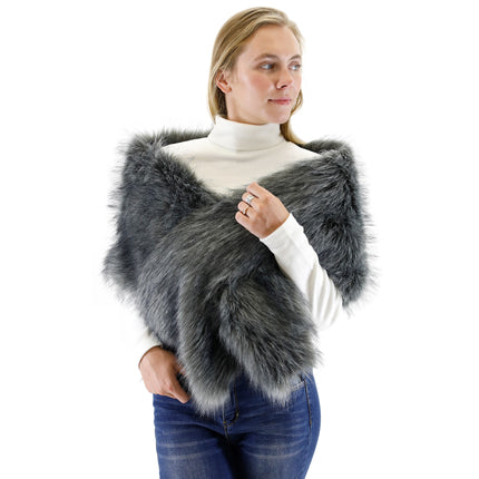 FAUX FUR SHAWL WIDE P373 (3PC)