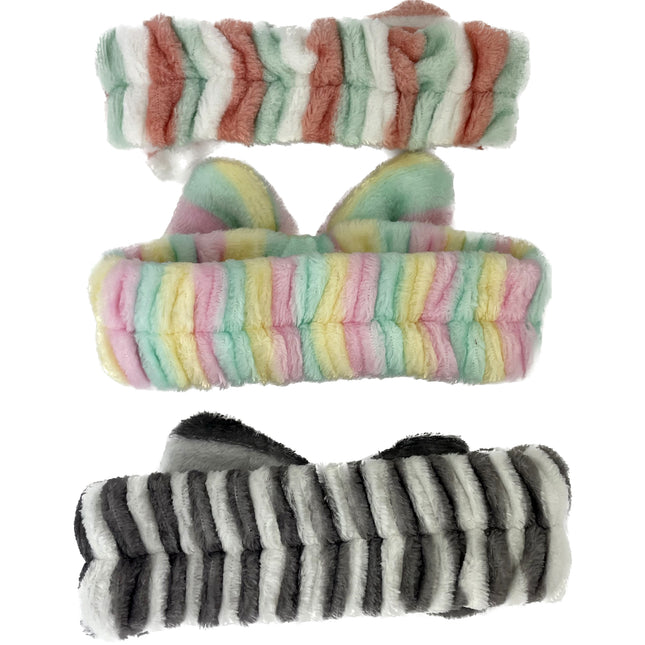 CUTE STRIPE PATTERN RIBBON SPA HEADWRAP HW0315-20 (12PC)