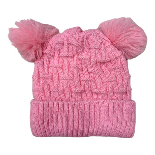 TWO POM POM KNITTED TWIST BEANIE JH486-20 (12PC)