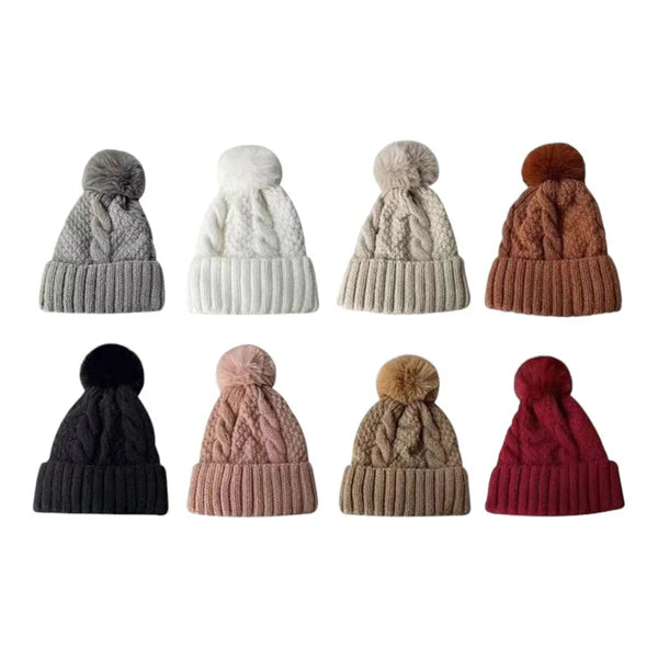 POM POM KNITTED BEANIE JH4730-12 (12PC)