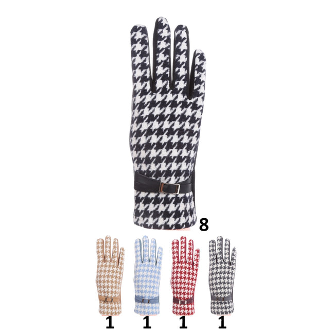 WOMEN'S HOUNDSTOOTH TOUCH SCREEN GLOVES GL183(12PAIR)