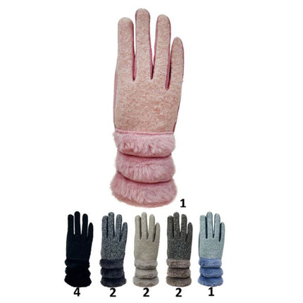 WOMEN'S FUR GLOVES GL196 (12PAIR)