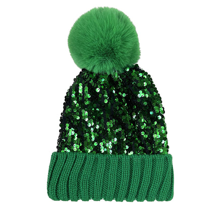 POM POM SEQUIN BEANIE HA3715-1 (12PC)