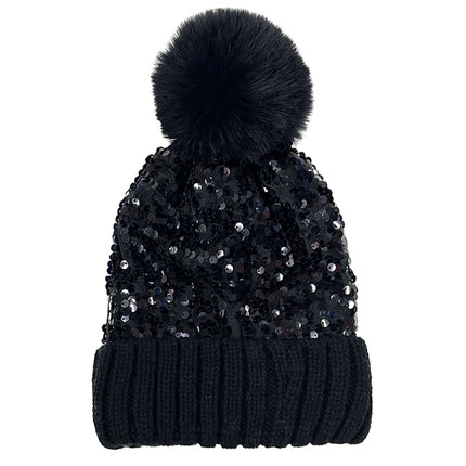 POM POM SEQUIN BEANIE HA3715-1 (12PC)