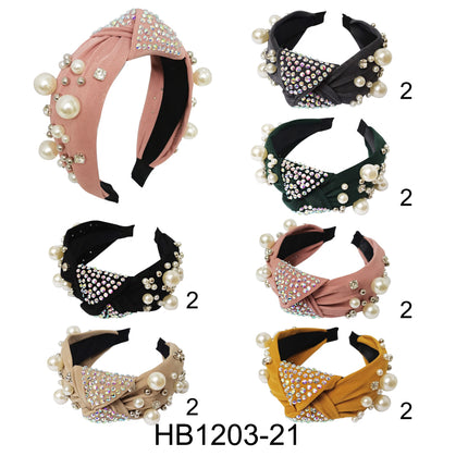 PEAR DECOR WITH STONE HEADBAND HB1203-21 (12PC)