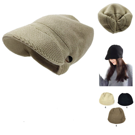 WOMEN'S KNITTED BUCKET HAT HT3104-9 (12PC)