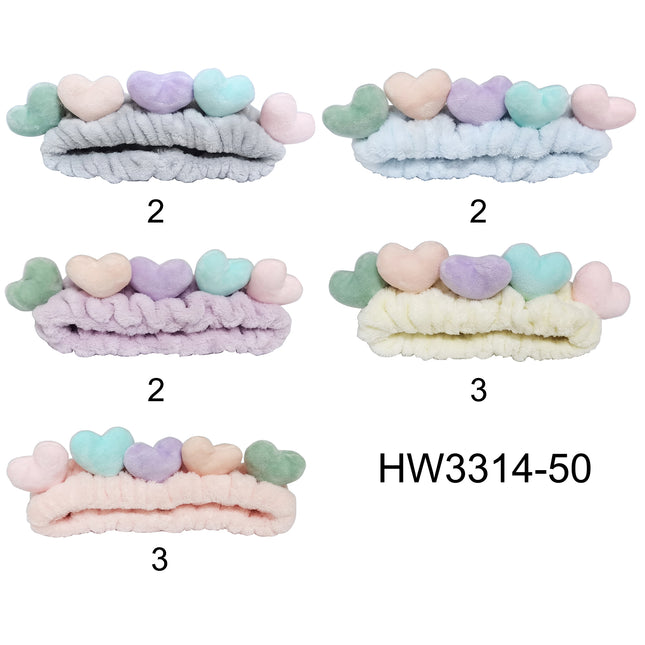 CUTE SMALL HEART SPA HEADWRAP HW3314-50 (12PC)