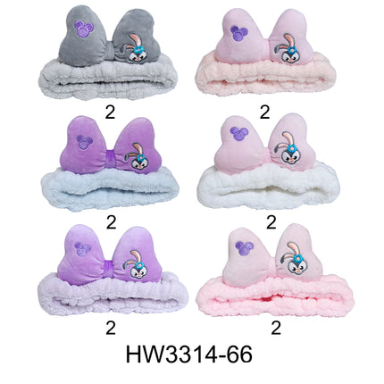 CUTE RIBBON BUNNY CARTOON SPA HEADWRAP HW3314-66 (12PC)