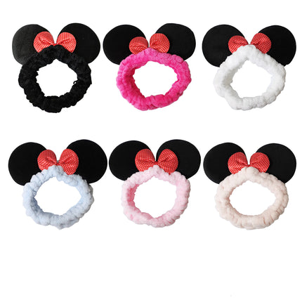 CUTE MOUSE EAR RIBBON SPA HEADWRAP HW3702-14 (12PC)