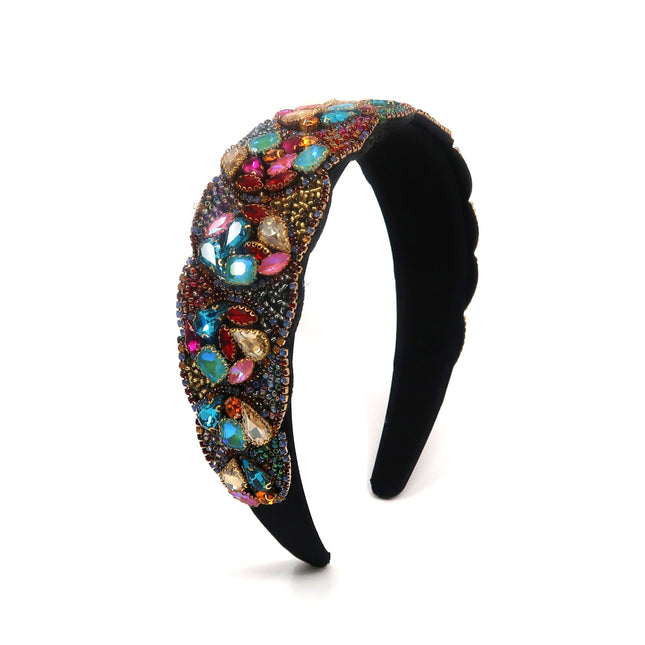 MULTI CRYSTAL DECOR VINTAGE STYLED HEADBAND HB1011-62