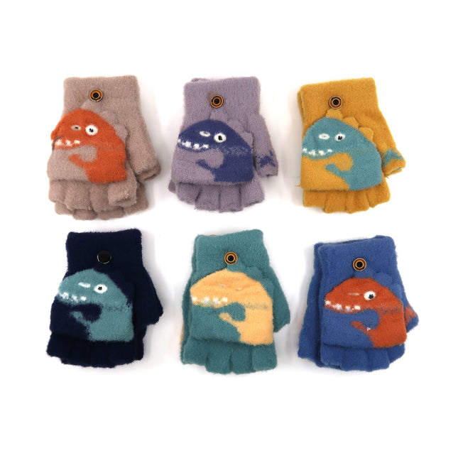 KIDS DINO KNITTED GLOVE GE103-3 (12PAIR)