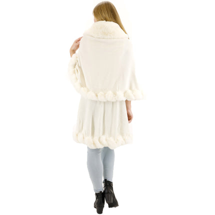 SOLID COLOR FUR DOUBLE LAYER PONCHO SH925 (6PC)