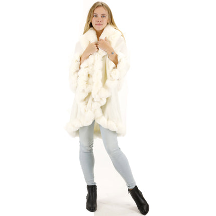 SOLID COLOR FUR DOUBLE LAYER PONCHO SH925 (6PC)