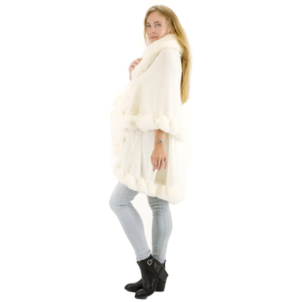 SOLID COLOR FUR DOUBLE LAYER PONCHO SH925 (6PC)