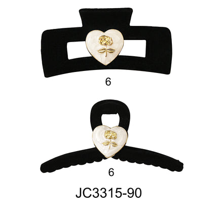 HEART CHARM SUEDE CLAW CLIP JC3315-90 (12PC)