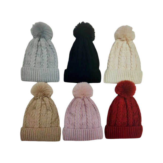 POM POM KNITTED BEANIE JH486-13 (12PC)