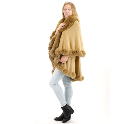 SOLID COLOR FUR DOUBLE LAYER PONCHO SH925 (6PC)