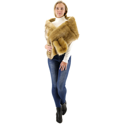 FAUX FUR SHAWL WIDE P373 (3PC)