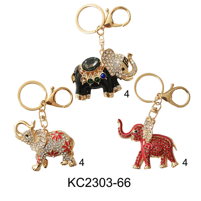 RHINESTONE KEYCHAIN ELEPHANT KC2303-66 (12PC)