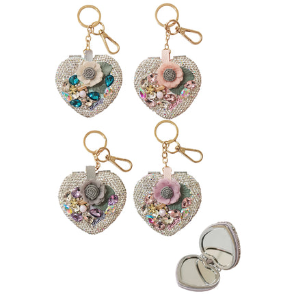 FLOWER DECOR HEART MIRROR KEY CHAIN KC2505-74 (12PC)