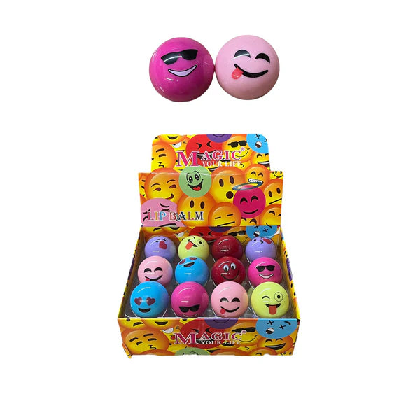 FUNNY EMOJI FACE BALL LIP BALM LB806 (24PC)