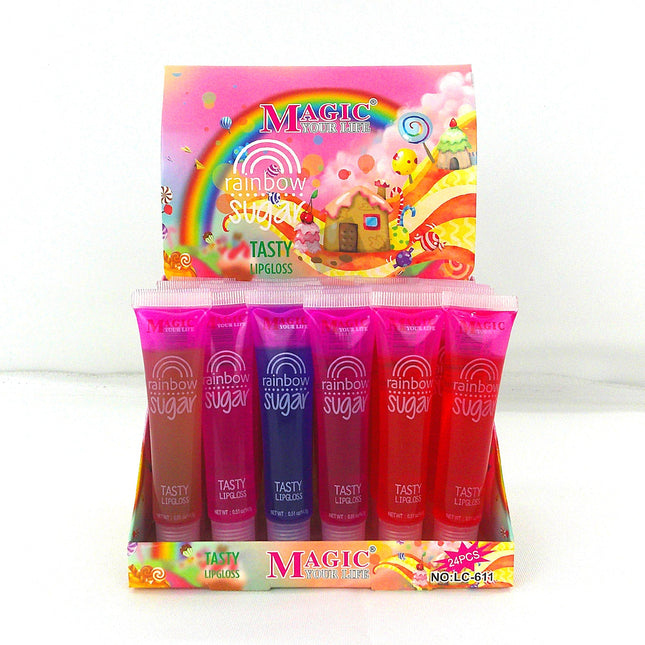 MAGIC YOUR LIFE RAINBOW SUGAR LIP GLOSS LC611 (24PC)