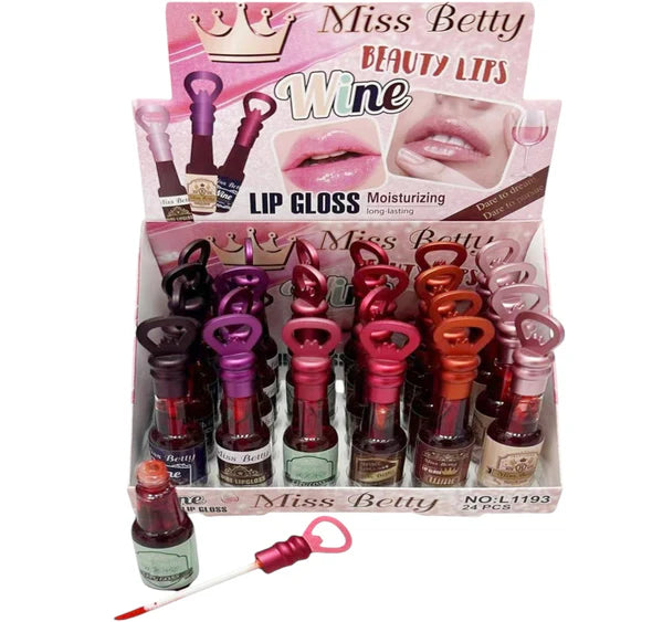 MISS BETTY WINE BOTTLE LIP GLOSS LC1193 (24PC)