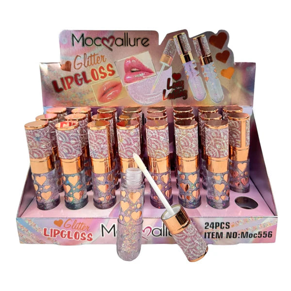 MOC ALLURE HEART GLITTER LIP GLOSS LC4401-12 (24PC)