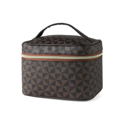 VEGAN LEATHER GEO PRINT COSMETIC CASE TRAVEL BAG LNC3003 (1PC)