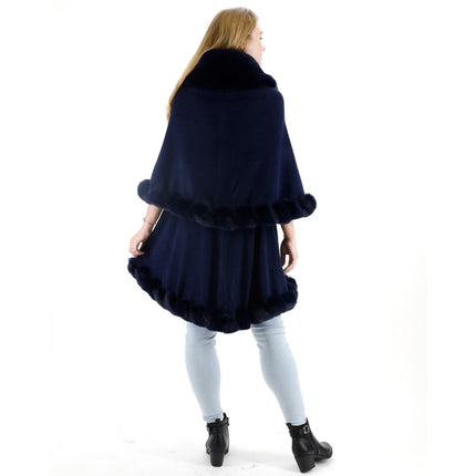 SOLID COLOR FUR DOUBLE LAYER PONCHO SH925 (6PC)