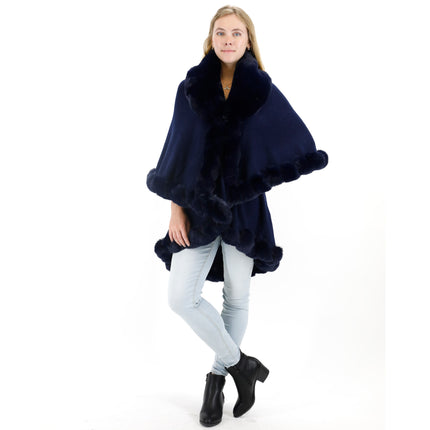 SOLID COLOR FUR DOUBLE LAYER PONCHO SH925 (6PC)