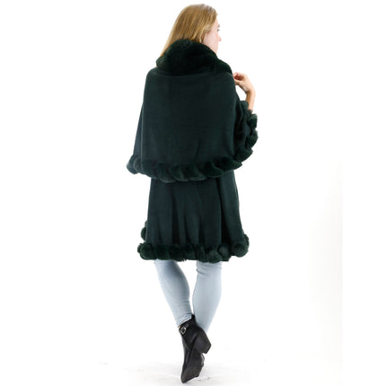 SOLID COLOR FUR DOUBLE LAYER PONCHO SH925 (6PC)