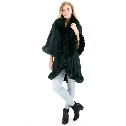 SOLID COLOR FUR DOUBLE LAYER PONCHO SH925 (6PC)