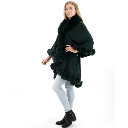 SOLID COLOR FUR DOUBLE LAYER PONCHO SH925 (6PC)