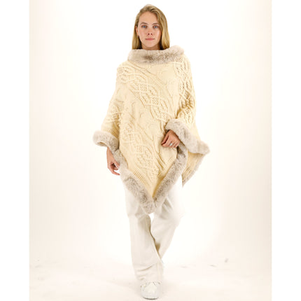 KNITTED FAUX FUR PONCHO P4032 (12PC)