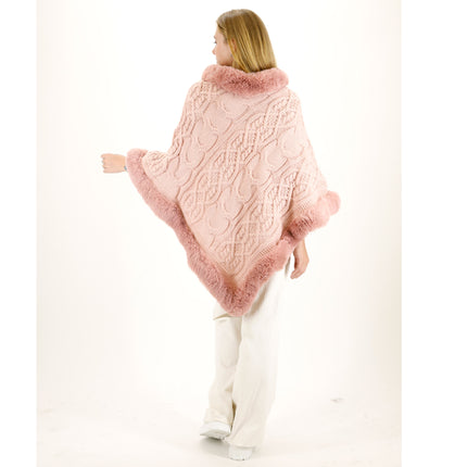 KNITTED FAUX FUR PONCHO P4032 (12PC)