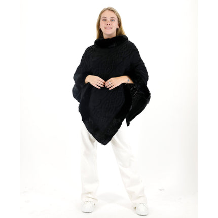 KNITTED FAUX FUR PONCHO P4032 (12PC)