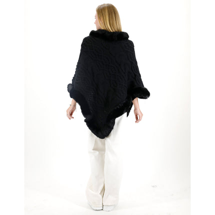 KNITTED FAUX FUR PONCHO P4032 (12PC)