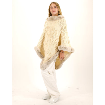 KNITTED FAUX FUR PONCHO P4032 (12PC)