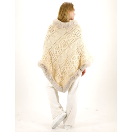 KNITTED FAUX FUR PONCHO P4032 (12PC)