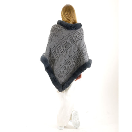 KNITTED FAUX FUR PONCHO P4032 (12PC)