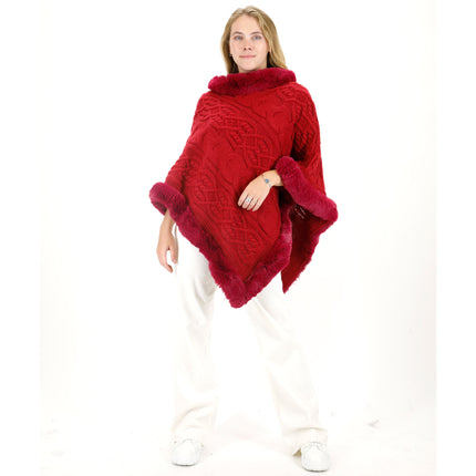 KNITTED FAUX FUR PONCHO P4032 (12PC)