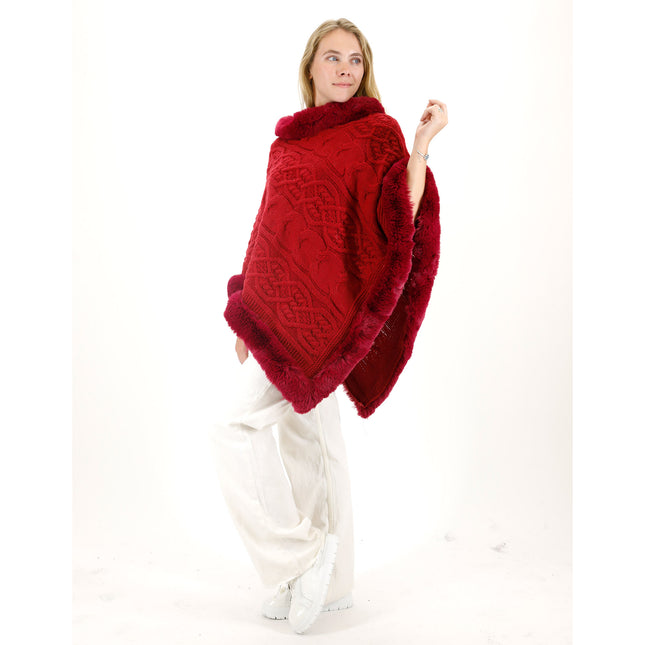 KNITTED FAUX FUR PONCHO P4032 (12PC)